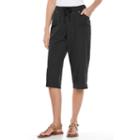 Women's Croft & Barrow&reg; Embellished Chambray Sheeting Capris, Size: Medium, Black