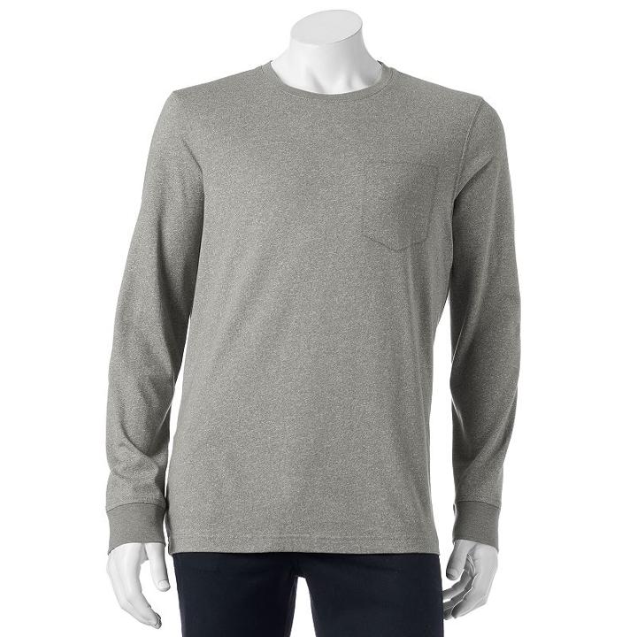 Men's Croft & Barrow&reg; Solid Pocket Tee, Size: Xl, Med Grey
