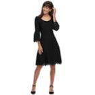 Women's Elle Bell-sleeve Fit & Flare Dress, Size: Medium, Black