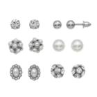 Mudd&reg; Nickel Free Simulated Crystal & Simulated Pearl Stud Earring Set, Women's, Silver