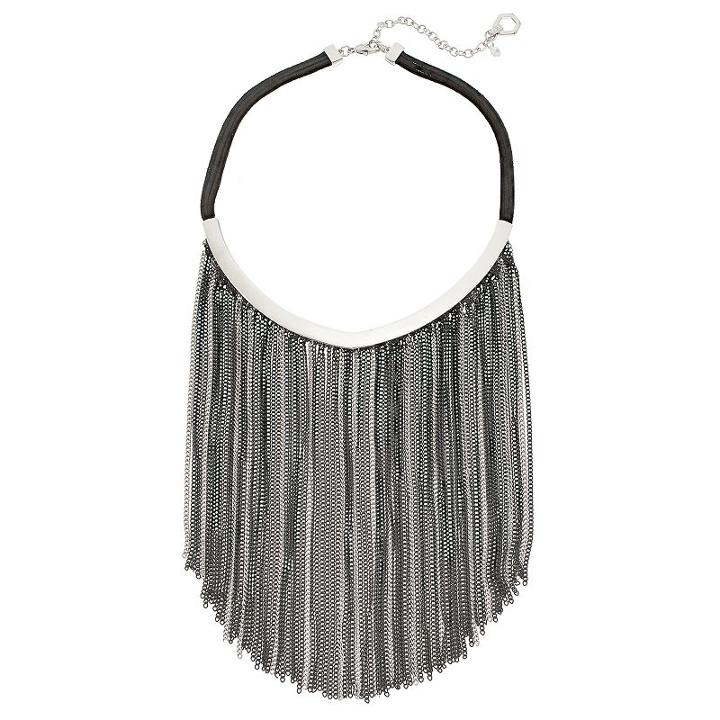 Simply Vera Vera Wang Fringe Faux Suede Necklace, Women's, Black