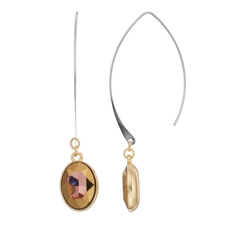 Simply Vera Vera Wang Two Tone Nickel Free Threader Drop Earrings, Women's, Gold