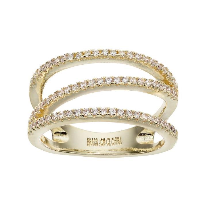Fleur Cubic Zirconia Diagonal Multi Row Ring, Women's, Size: 8, Yellow