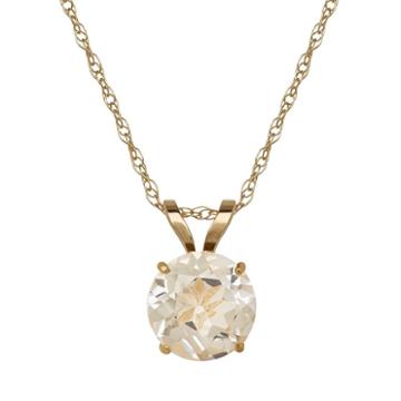 Everlasting Gold White Topaz 10k Gold Pendant Necklace, Women's