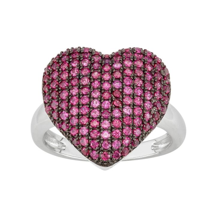 Sterling Silver Lab-created Ruby Heart Ring, Women's, Size: 10, Red