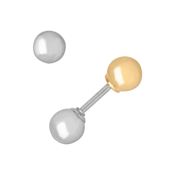 14k Gold Two Tone Ball Stud Earrings - Kids, Girl's, Multicolor