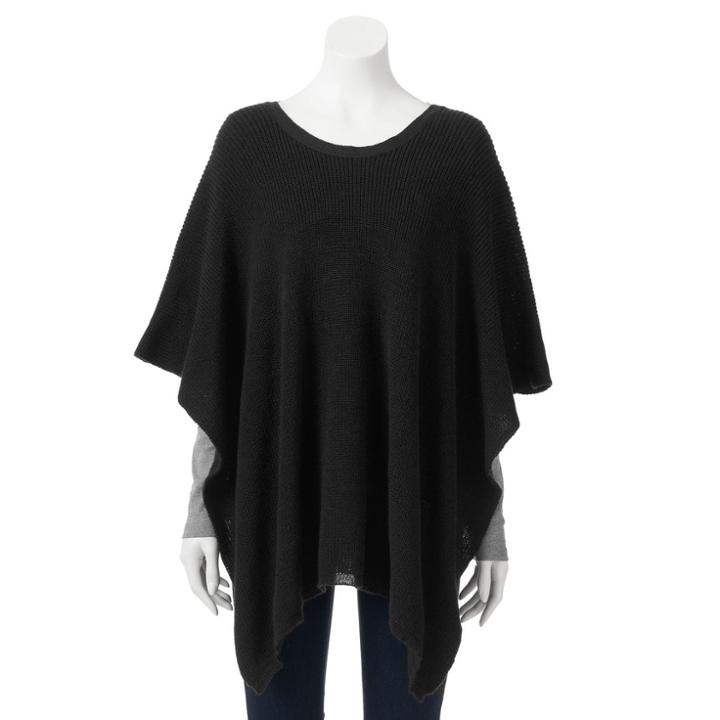 Lc Lauren Conrad Velvet Crisscross Back Poncho, Women's, Black