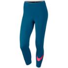 Nike, Women's Swoosh Graphic Capri Leggings, Size: Xl, Light Blue