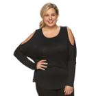 Plus Size Apt. 9&reg; Open Shoulder Shirt, Women's, Size: 3xl, Black