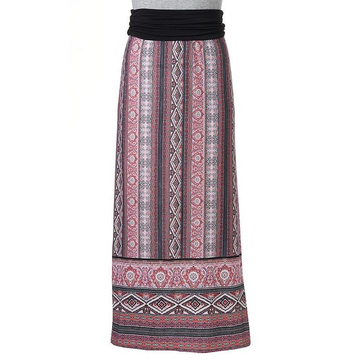 Women's Ab Studio Contrast Print Maxi Skirt, Size: Medium, Ovrfl Oth