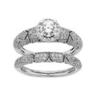 Igl Certified Diamond Art Deco Halo Engagement Ring Set In 14k White Gold (1 Carat T.w.), Women's, Size: 6