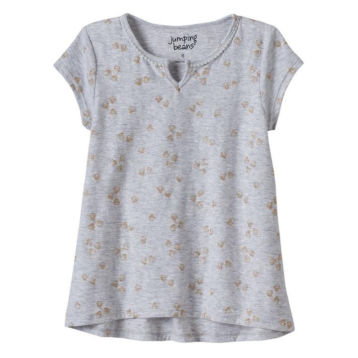 Girls 4-10 Jumping Beans&reg; Slubbed Foil Print Tee, Girl's, Size: 7, Light Grey