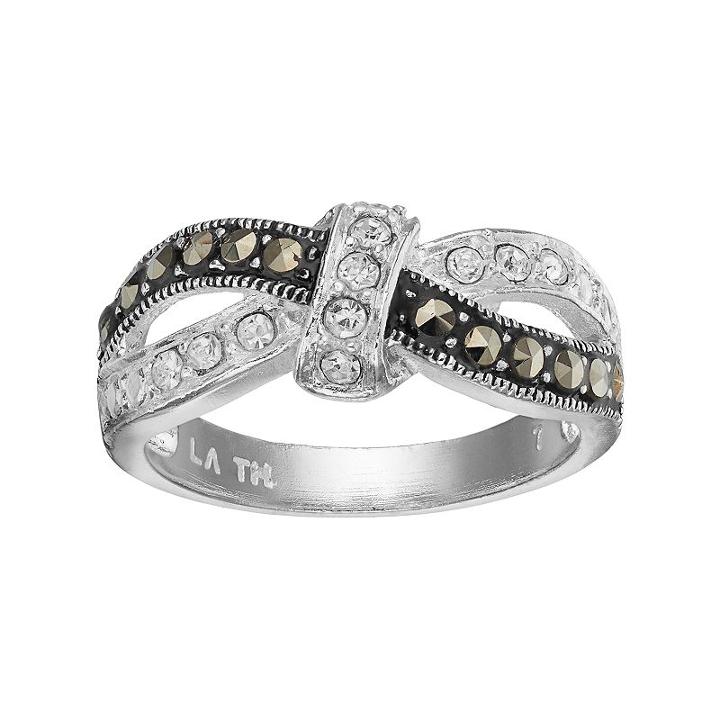 Silver Luxuries Marcasite & Crystal Knot Ring, Women's, Size: 9, Grey