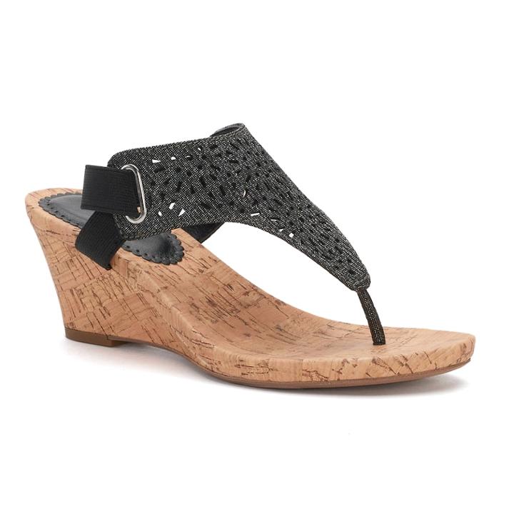 Croft & Barrow&reg; Agnes Women's Wedge Sandals, Size: Medium (7), Black
