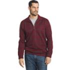 Big & Tall Men's Arrow Classic-fit Windowpane Fleece Quarter-zip Sweater, Size: 3xb, Dark Red