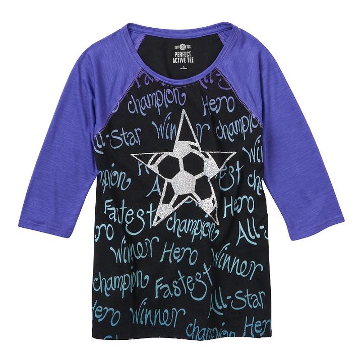 Girls Plus Size So&reg; Raglan Baseball Graphic Tee, Girl's, Size: 16 1/2, Black