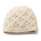 Sijjl Women's Crochet Knit Wool Beanie, White