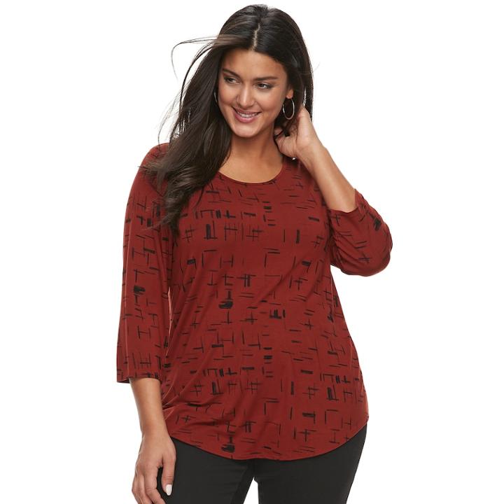 Plus Size Apt. 9&reg; Scoopneck Tee, Women's, Size: 3xl, Dark Red