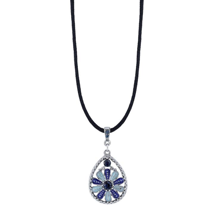 1928 Flower Teardrop Pendant Choker Necklace, Women's, Size: 13, Blue