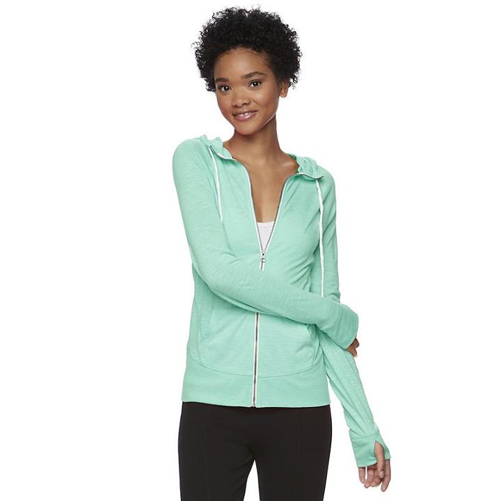 Juniors' So&reg; Solid Zip Up Hoodie, Girl's, Size: Large, Turquoise/blue (turq/aqua)