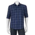 Men's Apt. 9&reg; Modern-fit Plaid Roll-tab Button-down Shirt, Size: Xl, Blue