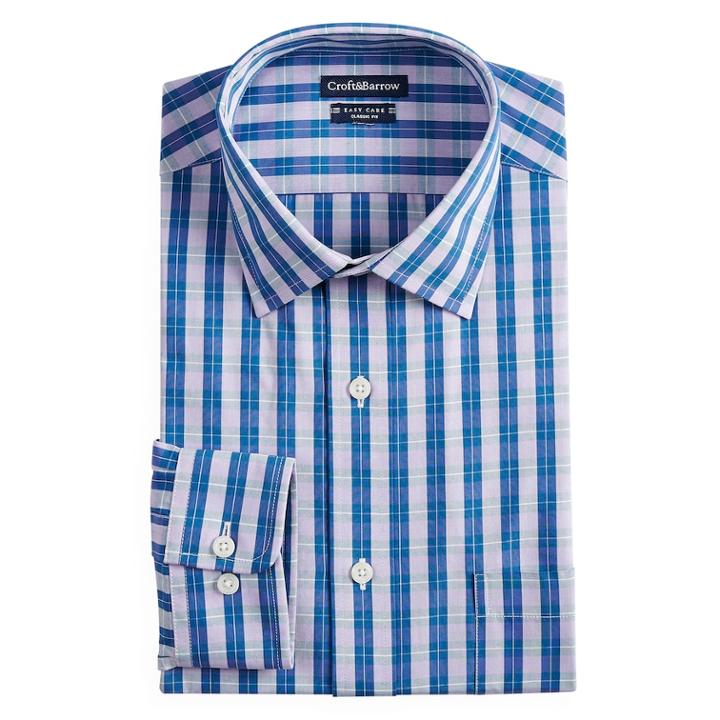 Men's Croft & Barrow&reg; Regular-fit Easy-care Spread-collar Dress Shirt, Size: 17 36/37, Med Purple