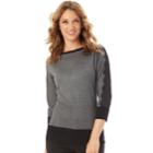 Women's Apt. 9&reg; Lace Sleeve Sweater, Size: Medium, Dark Grey