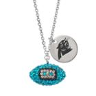 Carolina Panthers Crystal Sterling Silver Team Logo & Football Charm Necklace, Women's, Size: 18, Multicolor