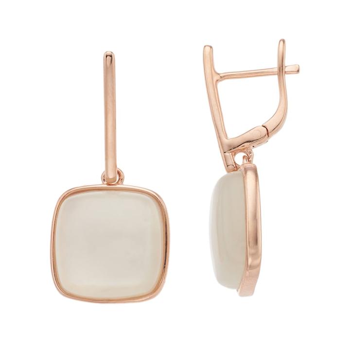 14k Rose Gold Over Silver Moonstone Drop Earrings, Women's, White