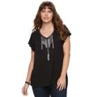 Plus Size Rock & Republic&reg; Embellished Tassel Tee, Women's, Size: 0x, Black