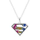 Dc Comics Crystal Superman Pendant Necklace, Women's, Size: 18, Multicolor