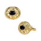 1928 Woven Oval Cuff Links, Men's, Black