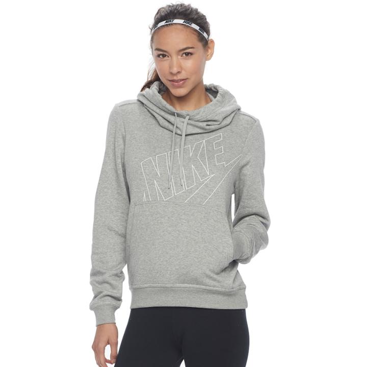 Women's Nike Funnel Neck Running Hoodie, Size: Large, Grey Other