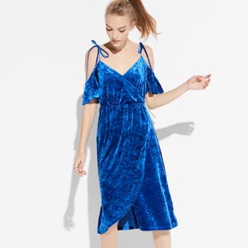K/lab Velvet Faux-wrap Dress, Kids Unisex, Size: Small, Light Blue