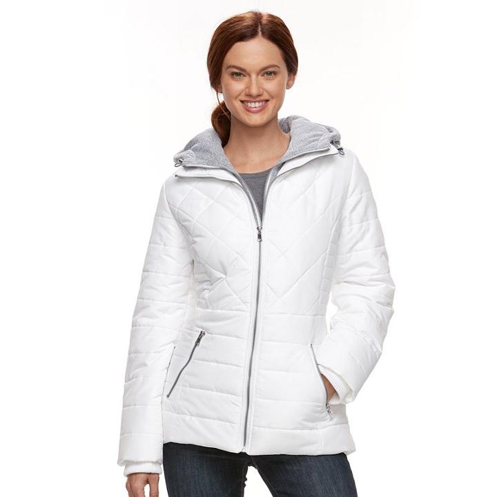 Women's Details Quilted Puffer Jacket, Size: Medium, Natural