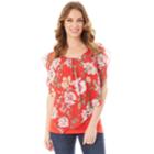 Women's Apt. 9&reg; Printed Popover Top, Size: Xl, Red Floral