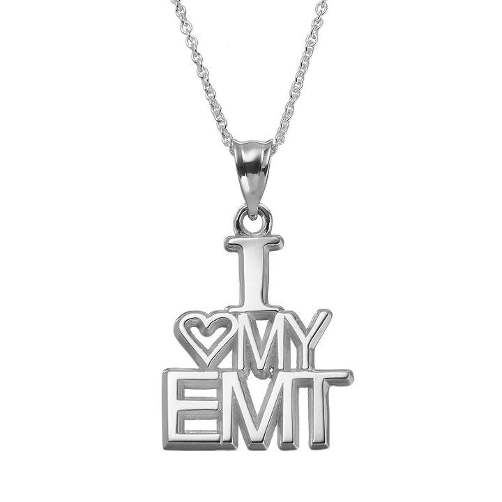 Insignia Collection Sterling Silver I Love My Emt Pendant Necklace, Women's, Size: 18, Multicolor