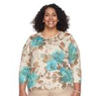 Plus Size Alfred Dunner Studio Embellished Floral Sweater, Women's, Size: 3xl, Blue Flowers
