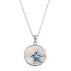 Sterling Silver Mother-of-pearl & Lab-created Blue Opal Starfish Disc Pendant, Women's, Size: 18