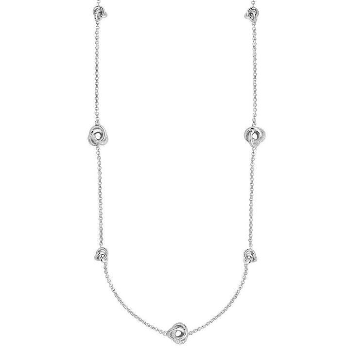 1/10 Carat T.w. Diamond Sterling Silver Love Knot Long Station Necklace, Women's, Size: 34, White