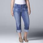 Plus Size Simply Vera Vera Wang Cuffed Capri Jeans, Women's, Size: 24 W, Med Blue