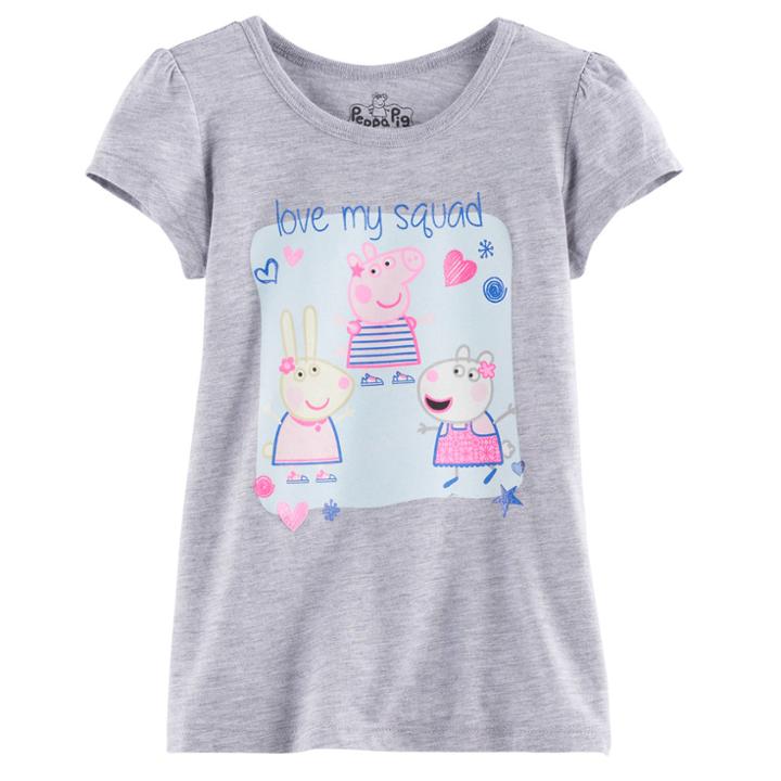 Girls 4-7 Peppa Pig, Suzy Sheep & Rebecca Rabbit Love My Squad Tee, Size: 7, Grey