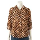 Women's Dana Buchman Roll-tab Camp Shirt, Size: Xs, Med Brown