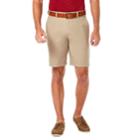 Men's Haggar&reg; Cool 18&reg; Pro Straight-fit Solid Flat-front Shorts, Size: 44, Beige