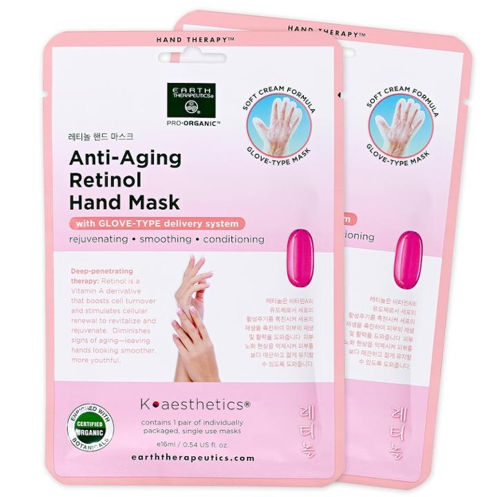 Earth Therapeutics 2-pack Anti-aging Retinol Hand Masks, Multicolor