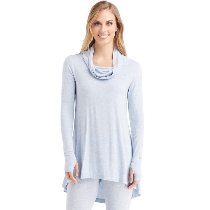 Women's Cuddl Duds Softwear Cowlneck Tunic Top, Size: Small, Med Blue