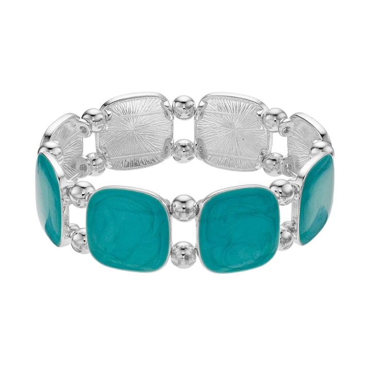 Aqua Epoxy Link Stretch Bracelet, Women's, Turq/aqua