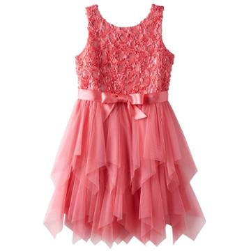 Girls 7-16 Lilt Soutache Flower Bodice & Tiered Tulle Skirt Dress, Size: 16, Lt Orange