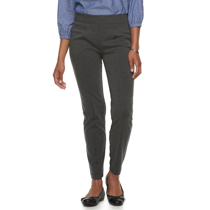 Women's Croft & Barrow&reg; Easy Care Straight-leg Ponte Pants, Size: Small, Dark Grey
