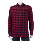 Men's Croft & Barrow&reg; Slim-fit Plaid Flannel Button-down Shirt, Size: Xxl, Dark Red